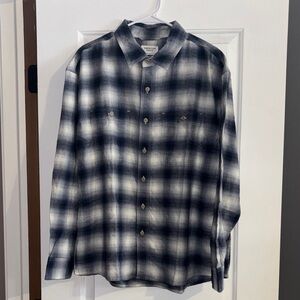 American Eagle Outfitters Navy and White Plaid Shirt